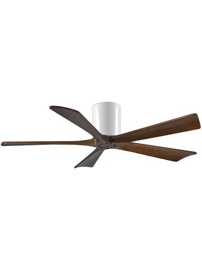 Irene 52 inch 5-Blade Flush-Mount Ceiling Fan with Solid Wood Blades in Gloss White.